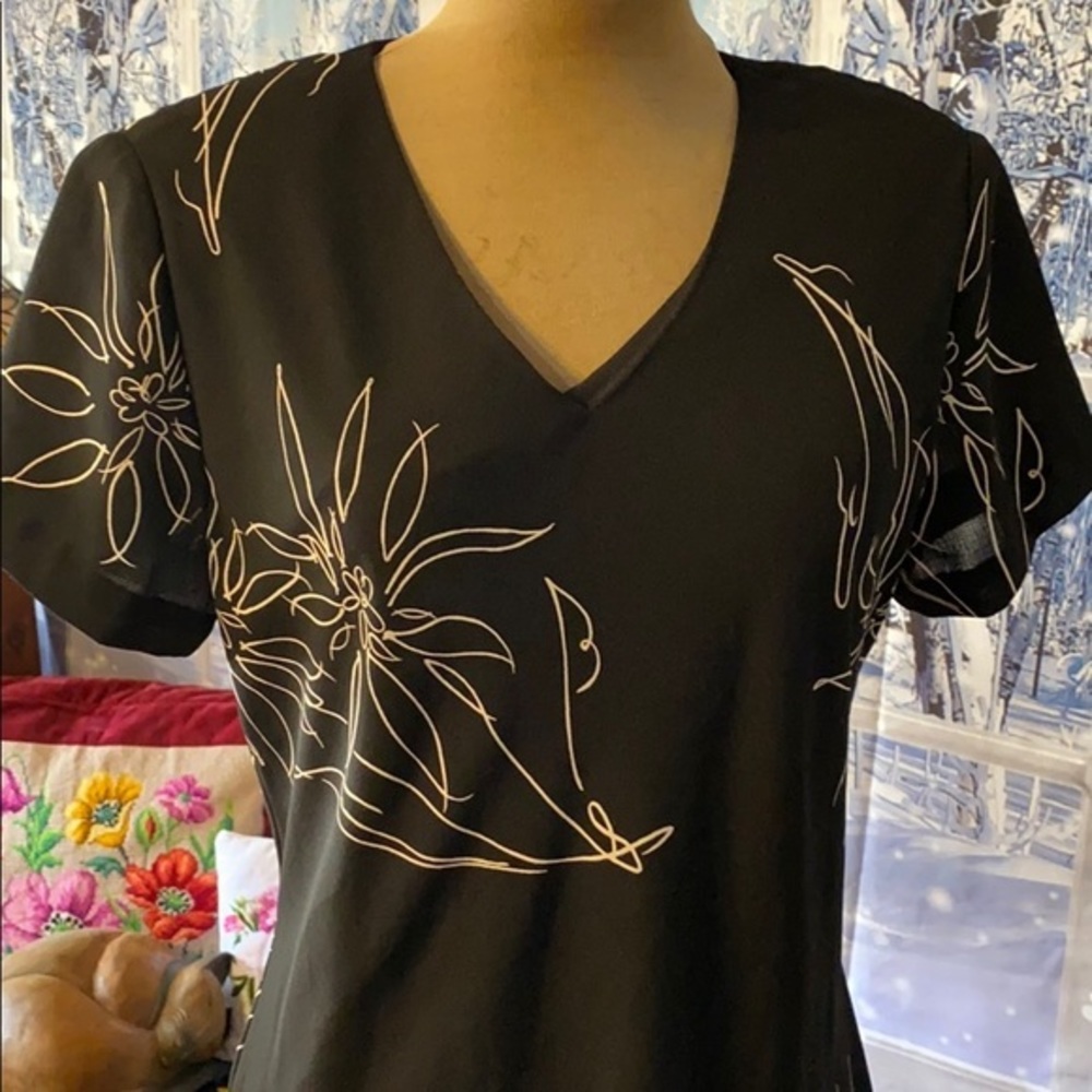 Vintage Jacqueline Ferrar 90s Black Botanical Maxi Dress Size 8